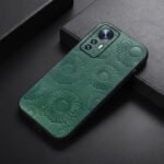 For Xiaomi 12 Pro Sunflower Pattern PU Shockproof Phone Case(Green)