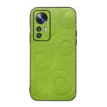 For Xiaomi 12 Pro Sunflower Pattern PU Shockproof Phone Case(Light Green)