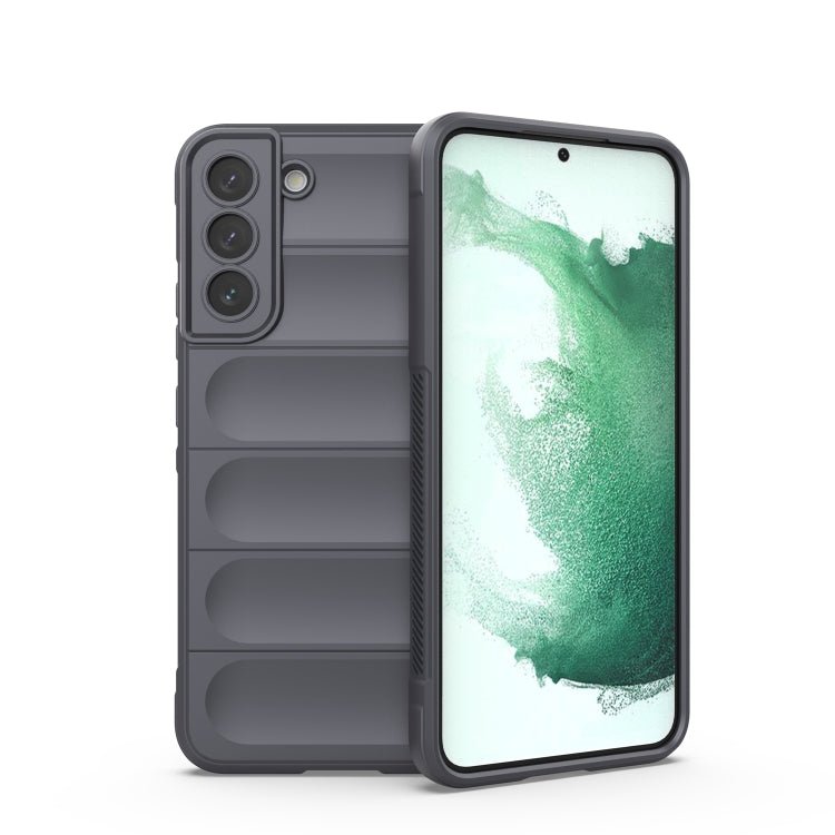For Samsung Galaxy S22+ 5G Magic Shield TPU + Flannel Phone Case(Dark Grey)