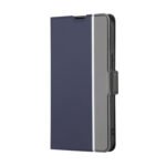 For Samsung Galaxy S21 5G Twill Texture Side Button Leather Phone Case(Blue)