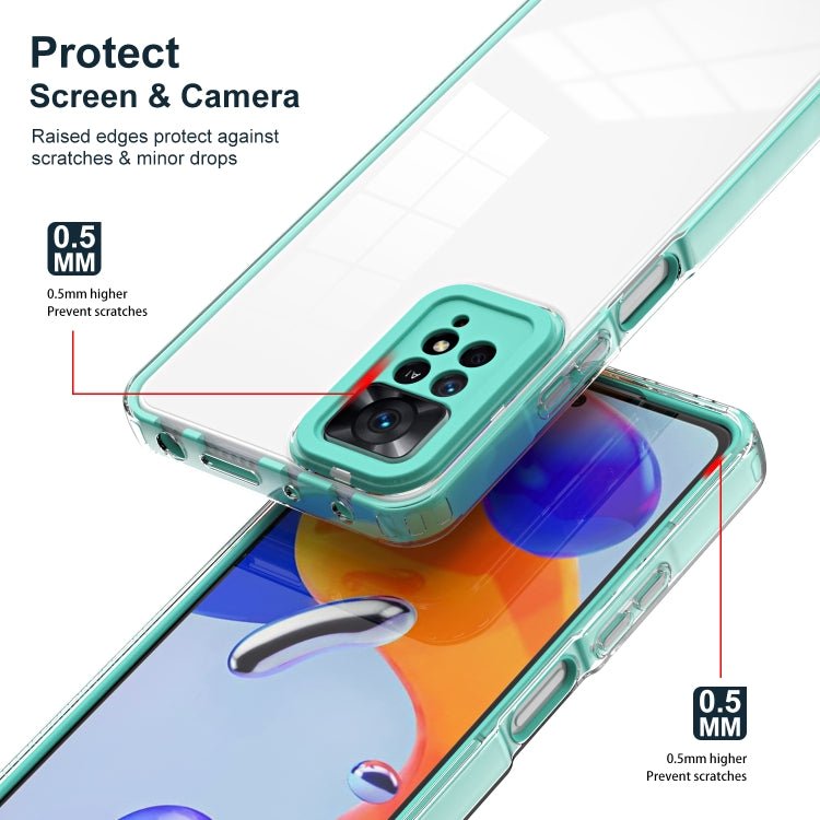 For Xiaomi Redmi Note 11 Pro 5G / 4G 3 in 1 Clear TPU Color PC Frame Phone Case(Light Green)