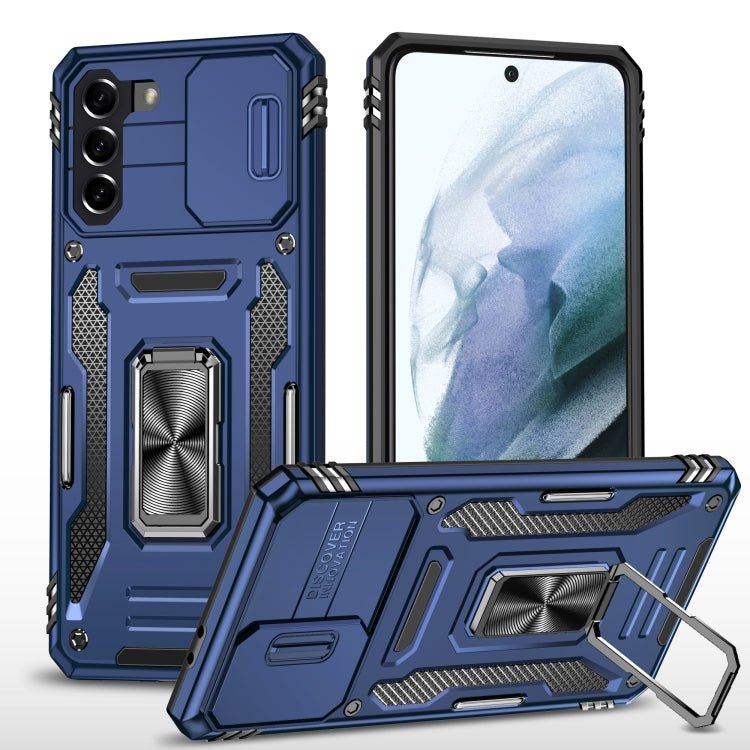For Samsung Galaxy S21+ 5G Armor PC + TPU Camera Shield Phone Case(Navy Blue)
