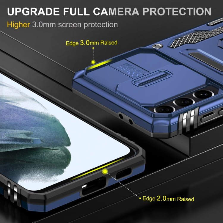 For Samsung Galaxy S21+ 5G Armor PC + TPU Camera Shield Phone Case(Navy Blue)