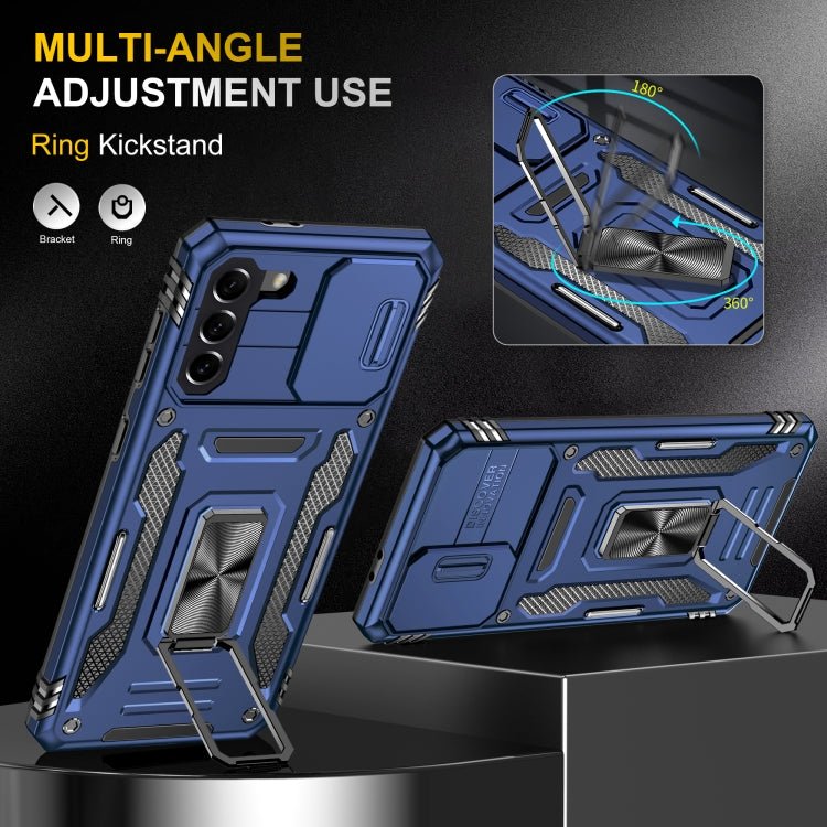 For Samsung Galaxy S21+ 5G Armor PC + TPU Camera Shield Phone Case(Navy Blue)