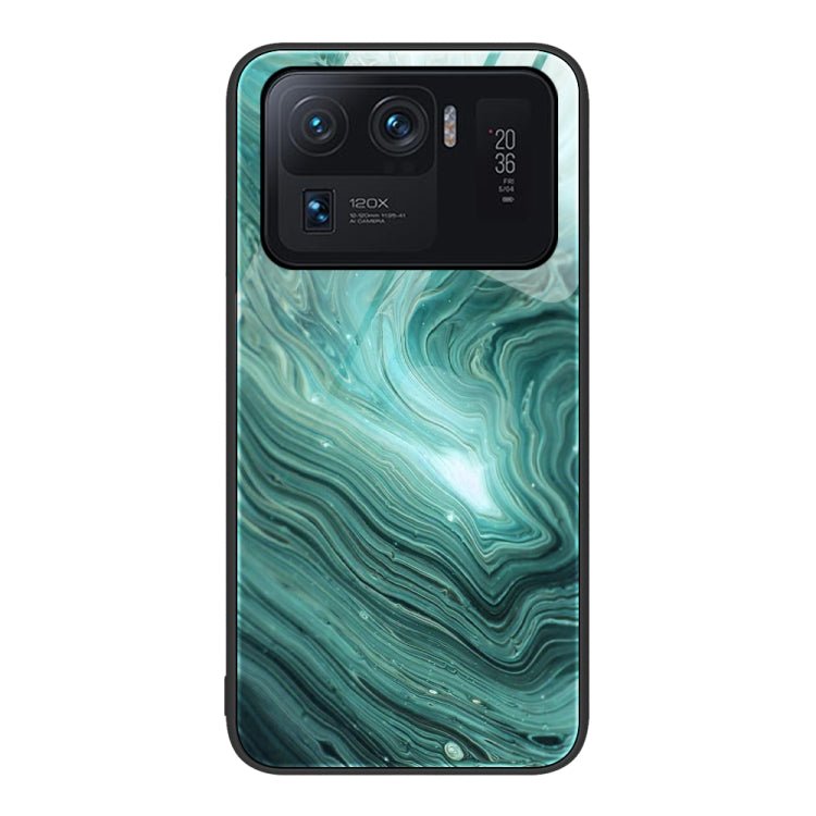 For Xiaomi Mi 11 Ultra Marble Pattern Glass Protective Phone Case(Water Waves)