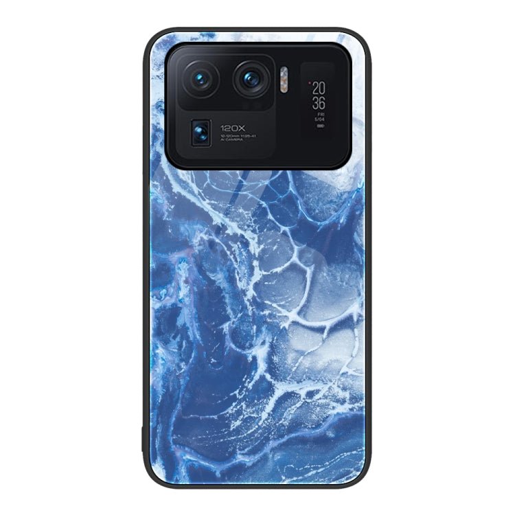 For Xiaomi Mi 11 Ultra Marble Pattern Glass Protective Phone Case(Blue Ocean)