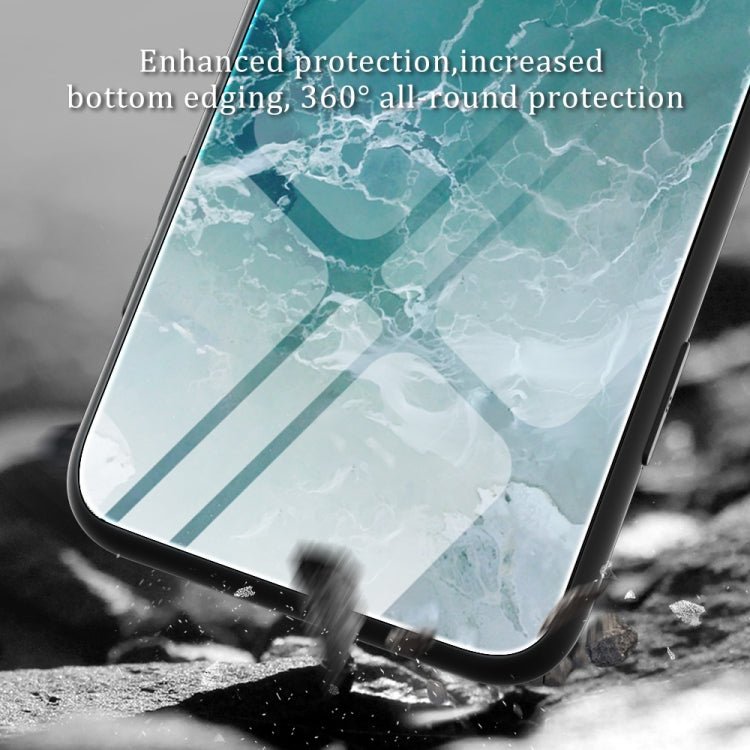 For Xiaomi 12 Pro Marble Pattern Glass Protective Phone Case(Green Ocean)