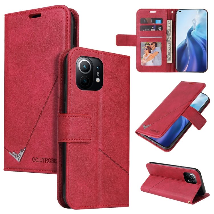 For Xiaomi Mi 11 GQUTROBE Right Angle Leather Phone Case(Red)