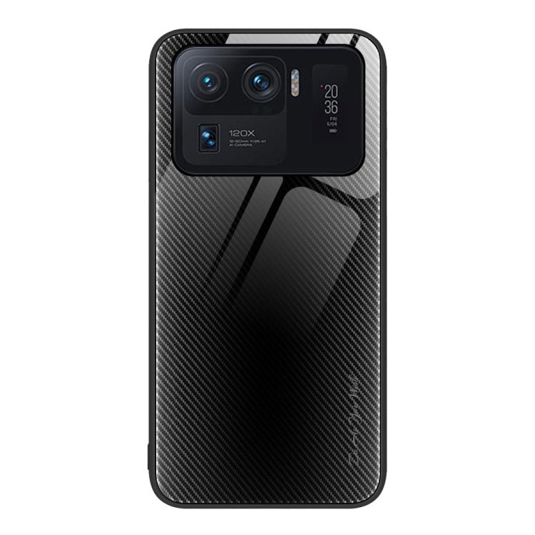 For Xiaomi Mi 11 Ultra Texture Gradient Glass TPU Phone Case(Black)