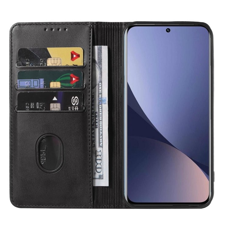 For Xiaomi 12 5G Magnetic Closure Leather Phone Case(Black)