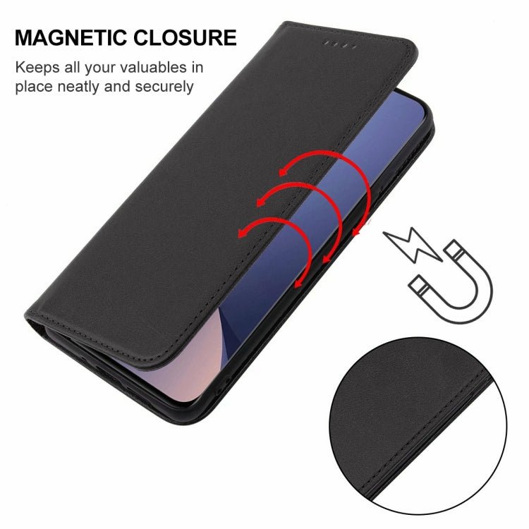 For Xiaomi 12 5G Magnetic Closure Leather Phone Case(Black)