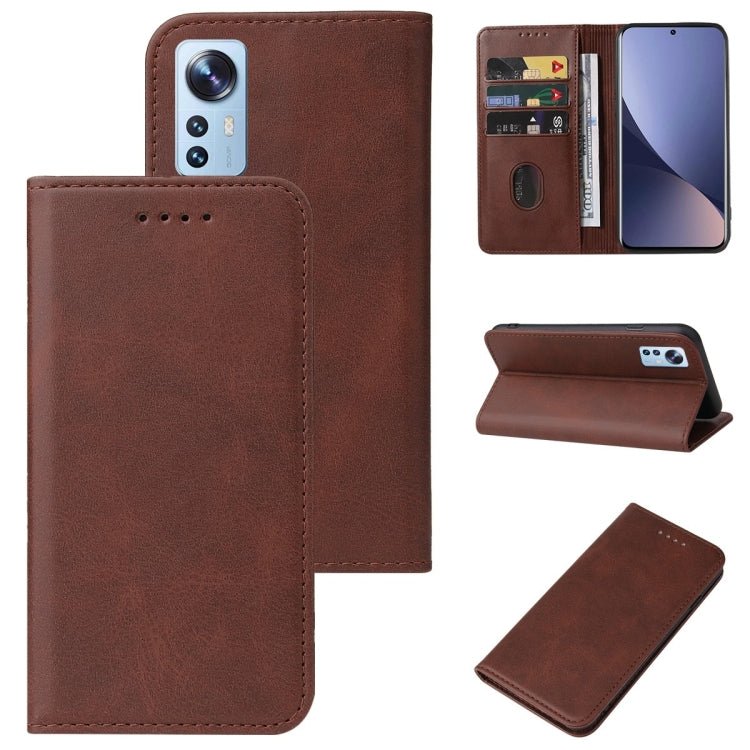 For Xiaomi 12 5G Magnetic Closure Leather Phone Case(Brown)