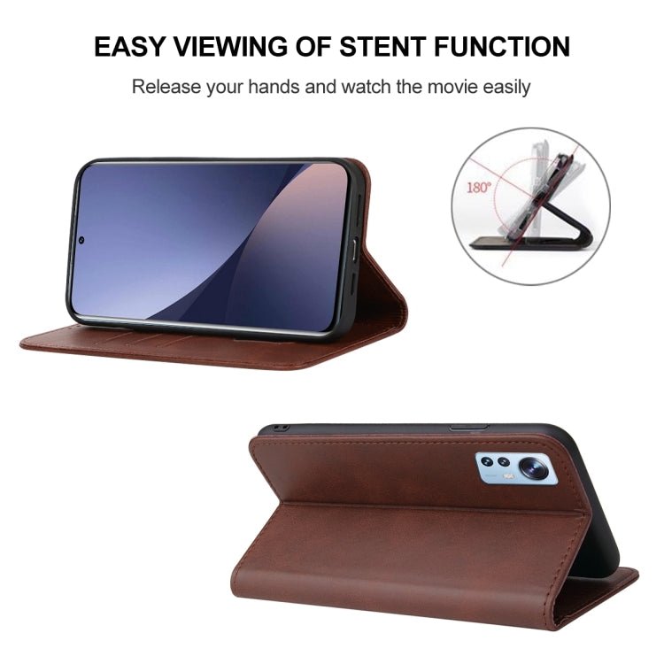 For Xiaomi 12 5G Magnetic Closure Leather Phone Case(Brown)