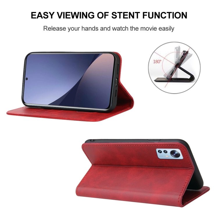 For Xiaomi 12 5G Magnetic Closure Leather Phone Case(Red)