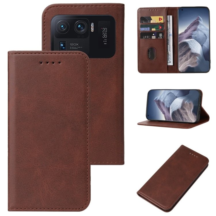 For Xiaomi Mi 11 Ultra Magnetic Closure Leather Phone Case(Brown)