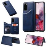 For Galaxy S20 Calf Texture Horizontal Flip Leather Case with Holder & Card Slots & Frame(Blue)