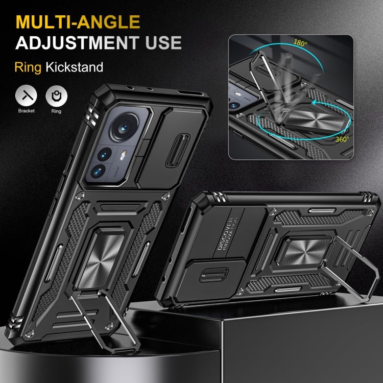 For Xiaomi 12 Armor PC + TPU Camera Shield Phone Case(Black)