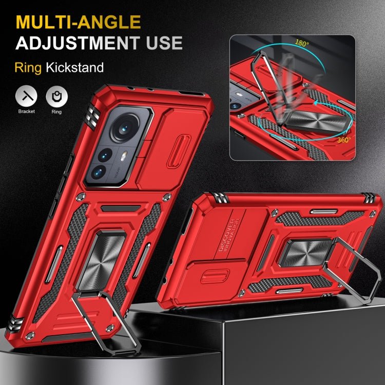 For Xiaomi 12 Armor PC + TPU Camera Shield Phone Case(Red)