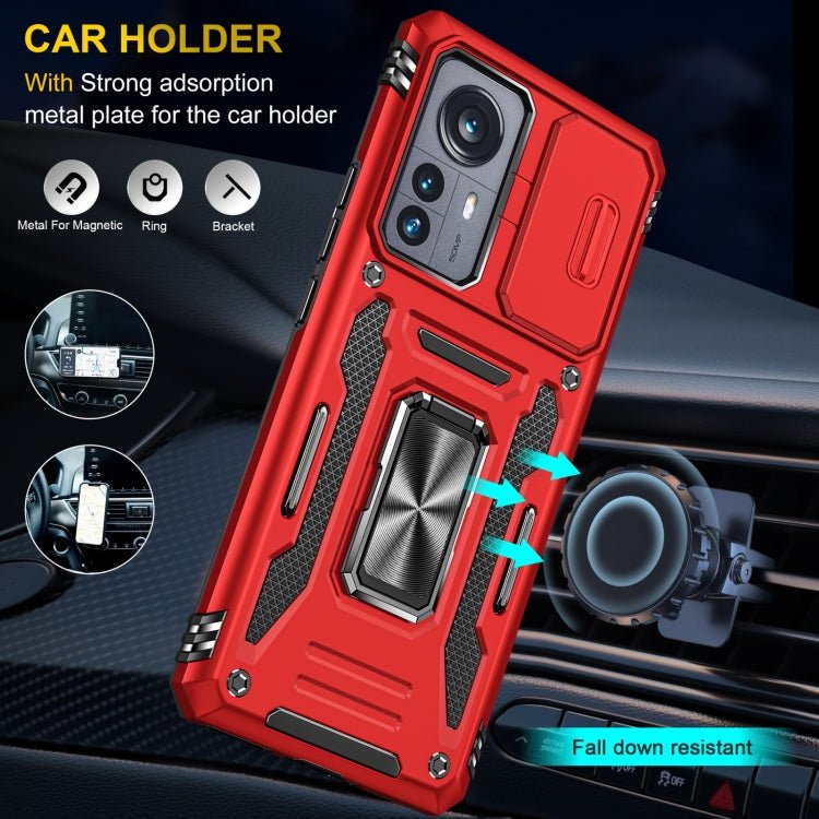 For Xiaomi 12 Armor PC + TPU Camera Shield Phone Case(Red)