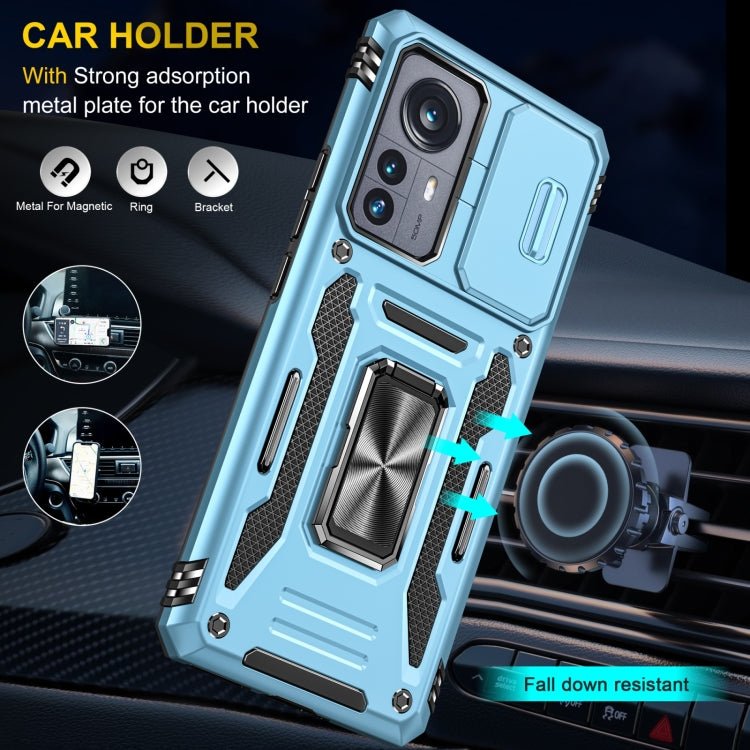 For Xiaomi 12 Armor PC + TPU Camera Shield Phone Case(Light Blue)