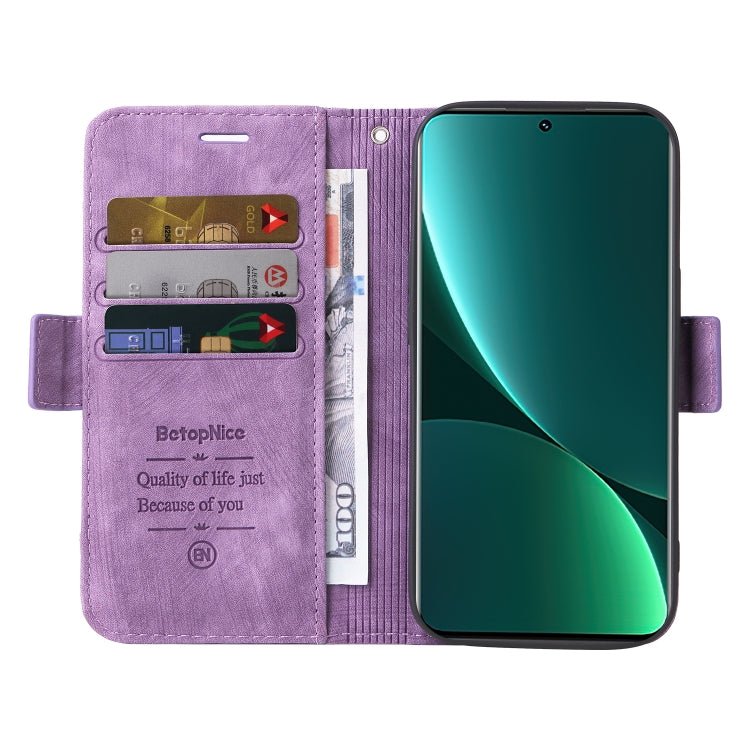 For Xiaomi 12 Pro BETOPNICE Dual-side Buckle Leather Phone Case(Purple)