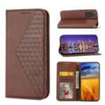 For Xiaomi Redmi Note 11 Pro 4G Cubic Grid Calf Texture Magnetic Closure Leather Phone Case(Brown)