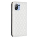 For Xiaomi Mi 11 Lite Diamond Lattice Magnetic Leather Flip Phone Case(White)