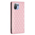 For Xiaomi Mi 11 Lite Diamond Lattice Magnetic Leather Flip Phone Case(Pink)
