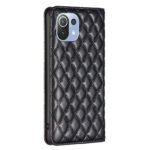For Xiaomi Mi 11 Lite Diamond Lattice Magnetic Leather Flip Phone Case(Black)