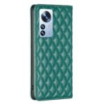 For Xiaomi 12 Pro Diamond Lattice Magnetic Leather Flip Phone Case(Green)