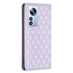 For Xiaomi 12 Pro Diamond Lattice Magnetic Leather Flip Phone Case(Purple)