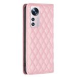 For Xiaomi 12 Diamond Lattice Magnetic Leather Flip Phone Case(Pink)
