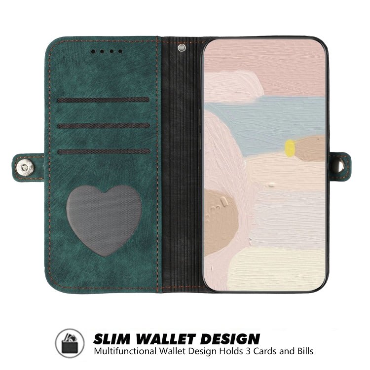 For Samsung Galaxy S21 5G Side Buckle Double Fold Hand Strap Leather Phone Case(Dark Green)