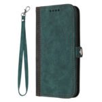 For Samsung Galaxy S21+ 5G Side Buckle Double Fold Hand Strap Leather Phone Case(Dark Green)