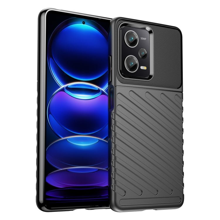 For Xiaomi Redmi Note 12 Pro China Thunderbolt Shockproof TPU Protective Soft Phone Case(Black)