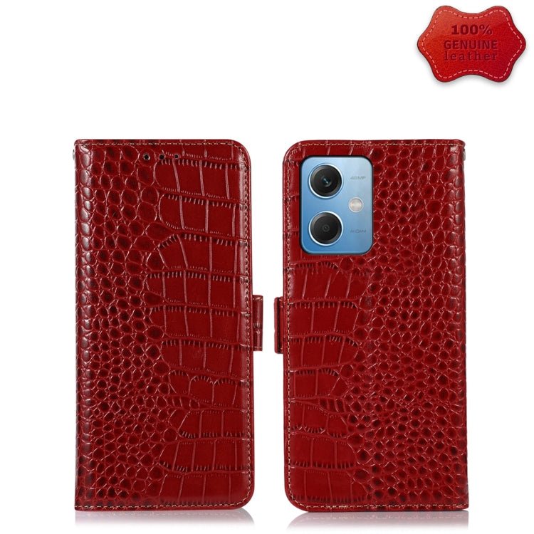 For Xiaomi Redmi Note 12 China Crocodile Top Layer Cowhide Leather Phone Case(Red)