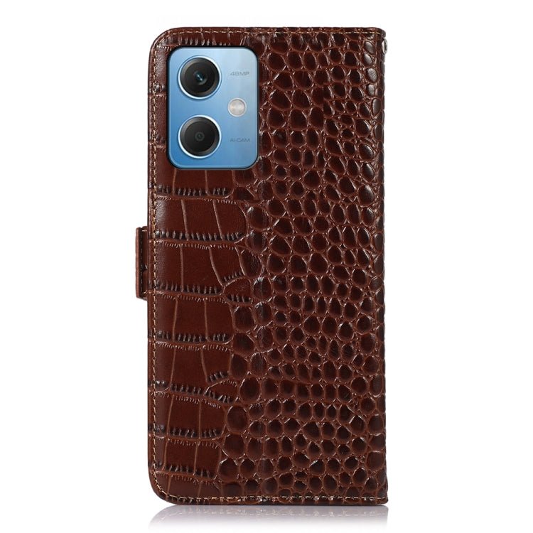 For Xiaomi Redmi Note 12 China Crocodile Top Layer Cowhide Leather Phone Case(Brown)