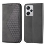 For Xiaomi Redmi Note 12 Pro+ China Cubic Grid Calf Texture Magnetic Leather Phone Case(Black)