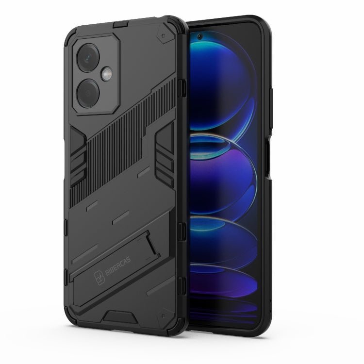 For Xiaomi Redmi Note 12 China Punk Armor 2 in 1 PC + TPU Phone Case with Invisible Holder(Black)