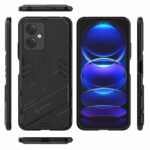 For Xiaomi Redmi Note 12 China Punk Armor 2 in 1 PC + TPU Phone Case with Invisible Holder(Black)