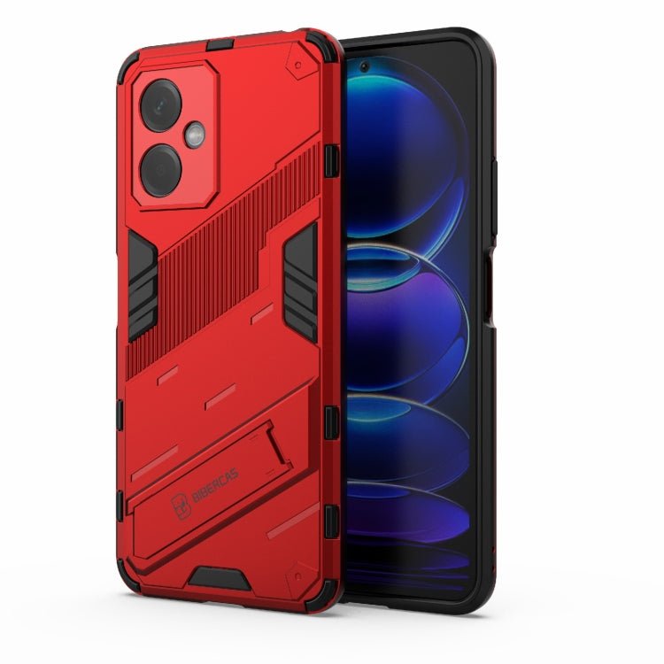 For Xiaomi Redmi Note 12 China Punk Armor 2 in 1 PC + TPU Phone Case with Invisible Holder(Red)