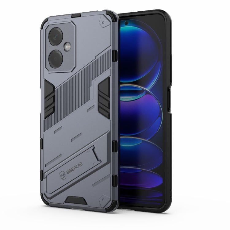 For Xiaomi Redmi Note 12 China Punk Armor 2 in 1 PC + TPU Phone Case with Invisible Holder(Grey)