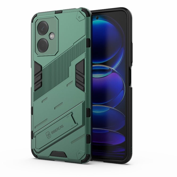 For Xiaomi Redmi Note 12 China Punk Armor 2 in 1 PC + TPU Phone Case with Invisible Holder(Green)