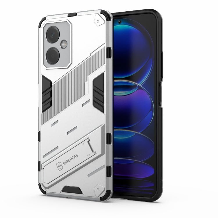 For Xiaomi Redmi Note 12 China Punk Armor 2 in 1 PC + TPU Phone Case with Invisible Holder(White)