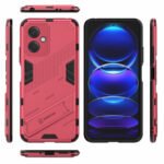 For Xiaomi Redmi Note 12 China Punk Armor 2 in 1 PC + TPU Phone Case with Invisible Holder(Light Red)