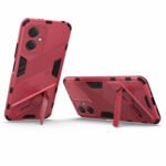 For Xiaomi Redmi Note 12 China Punk Armor 2 in 1 PC + TPU Phone Case with Invisible Holder(Light Red)