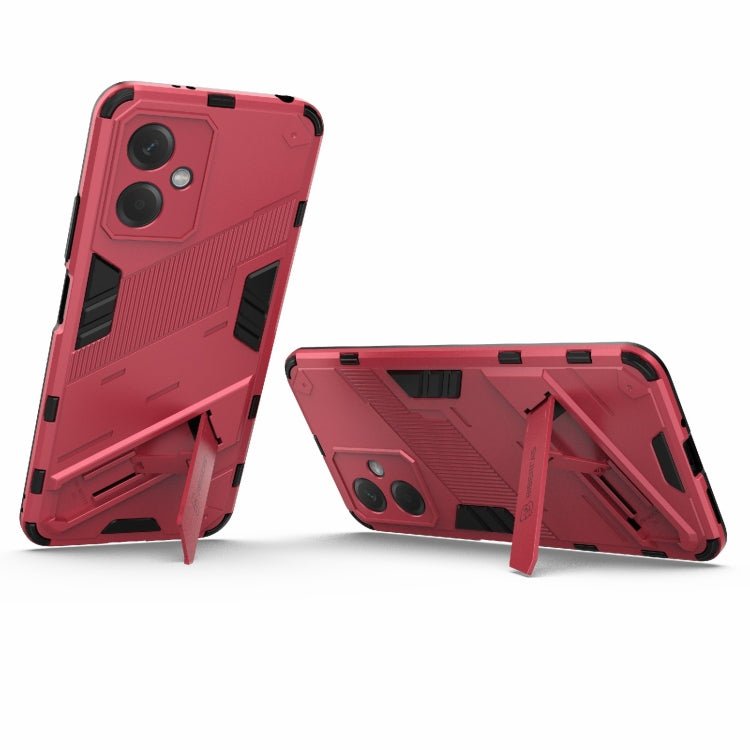 For Xiaomi Redmi Note 12 China Punk Armor 2 in 1 PC + TPU Phone Case with Invisible Holder(Light Red)