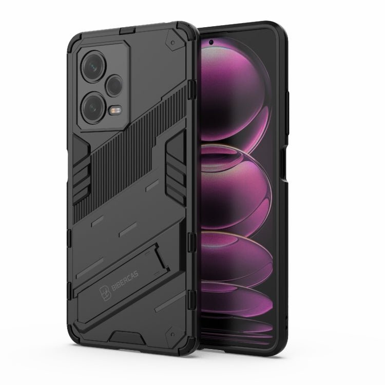 For Xiaomi Redmi Note 12 Pro China Punk Armor 2 in 1 PC + TPU Phone Case with Invisible Holder(Black)