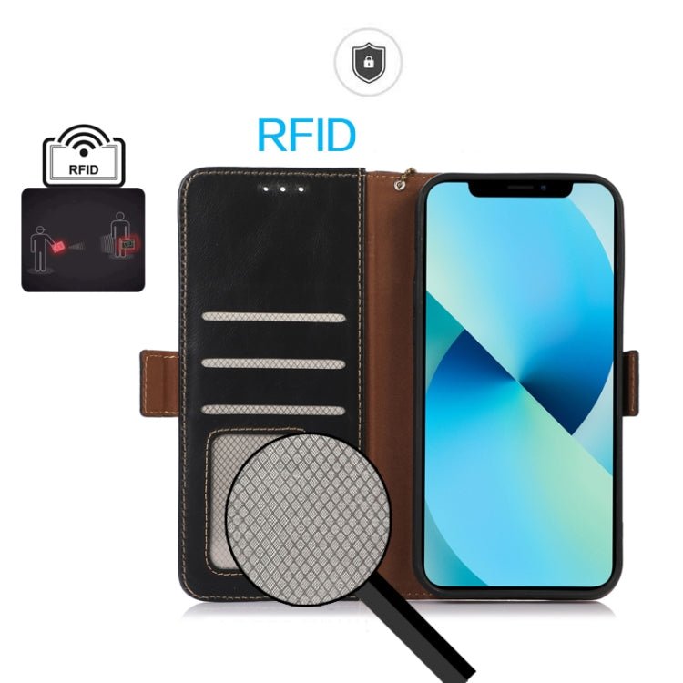For Xiaomi Redmi Note 12 Pro+ China Magnetic Crazy Horse Texture Genuine Leather RFID Phone Case(Black)
