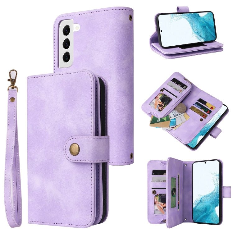 For Samsung Galaxy S21+ 5G Multifunctional Card Slot Zipper Wallet Leather Phone Case(Purple)